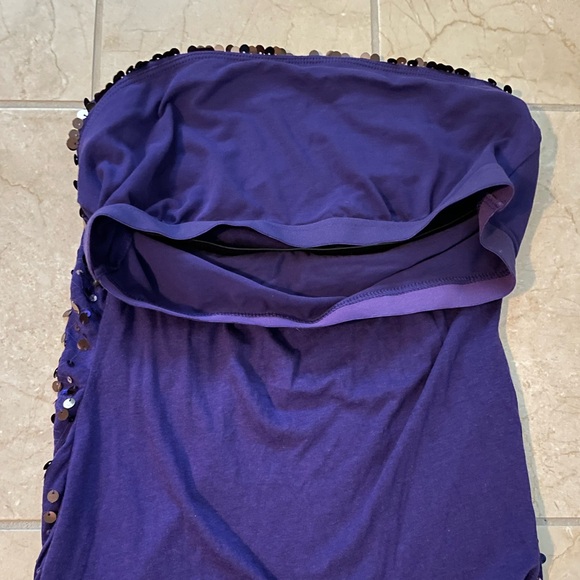 Express Strapless Purple Sequin Top with built in bra - Picture 5 of 9